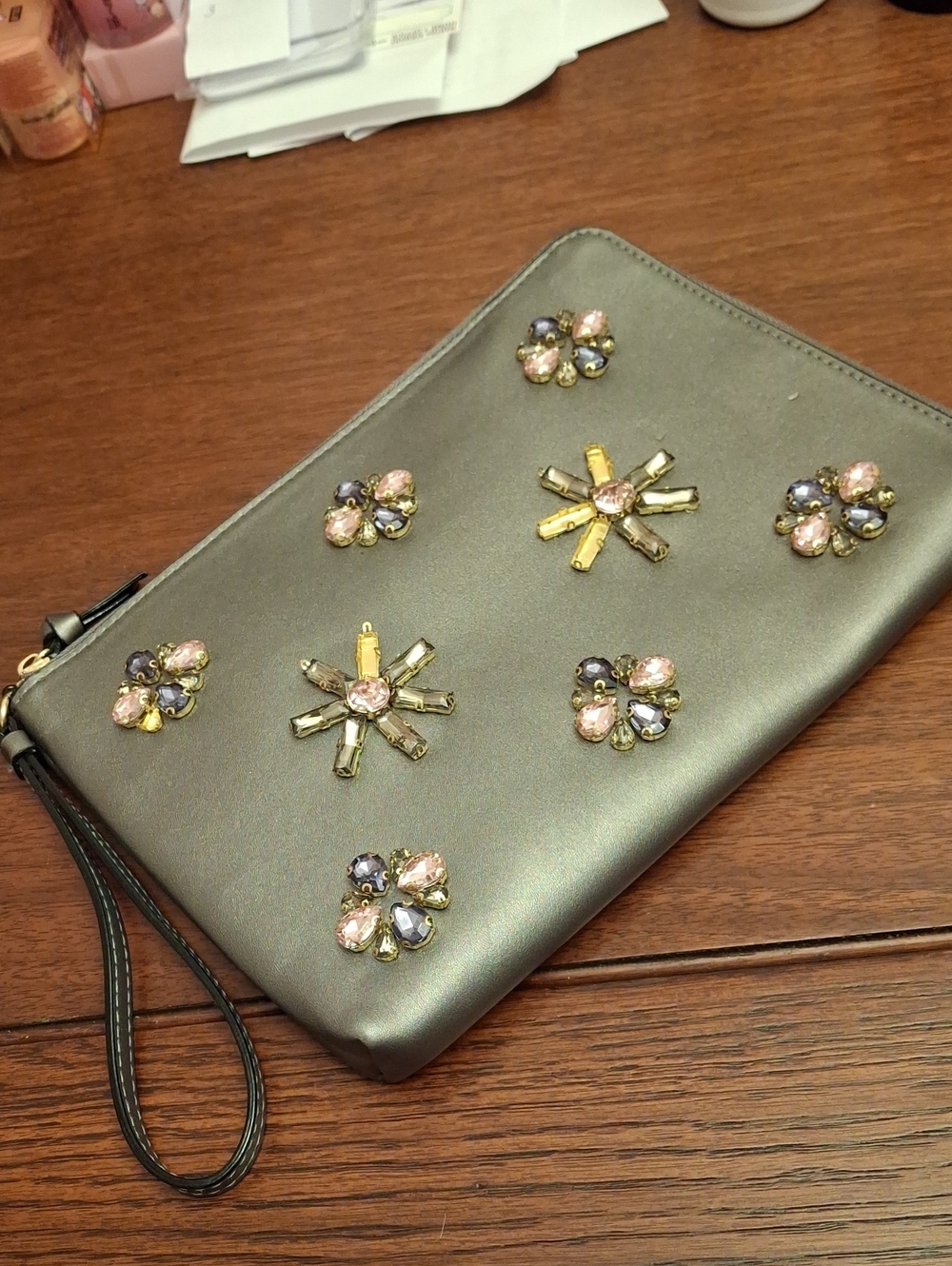 Vintage 1994 Kathy Landry Embellished Wristlet Clutch Corner Zip Preloved